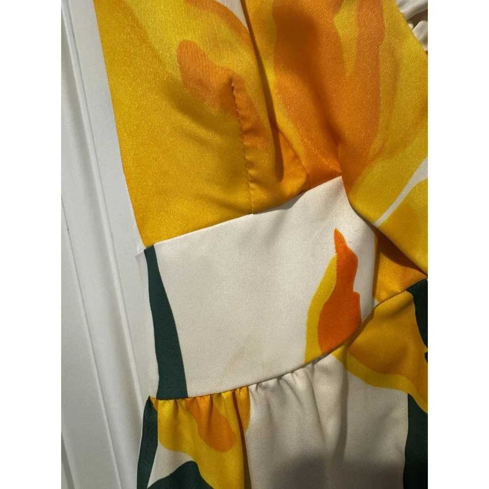 Vintage‎ Malia Honolulu Floral Maxi Dress Hawaiian Aloha Yellow Orange Sz S 70s - Picture 2 of 16